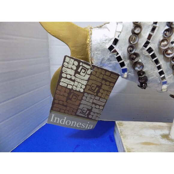 NEW Wood Carved Sea Shell Fish Statue Figurine Nautical - Picture 4 of 8